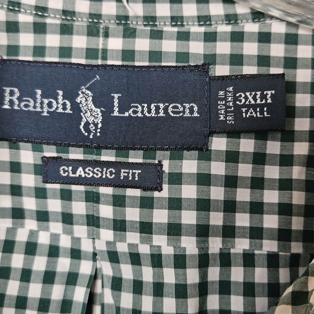 Ralph Lauren Blake Green And White Gingham Plaid Long Sleeve Shirt Size 3XLT‎ - Picture 3 of 7